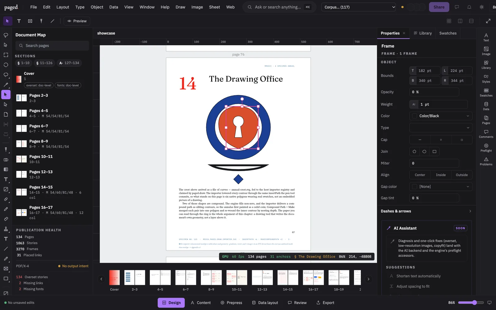 the paged editor
