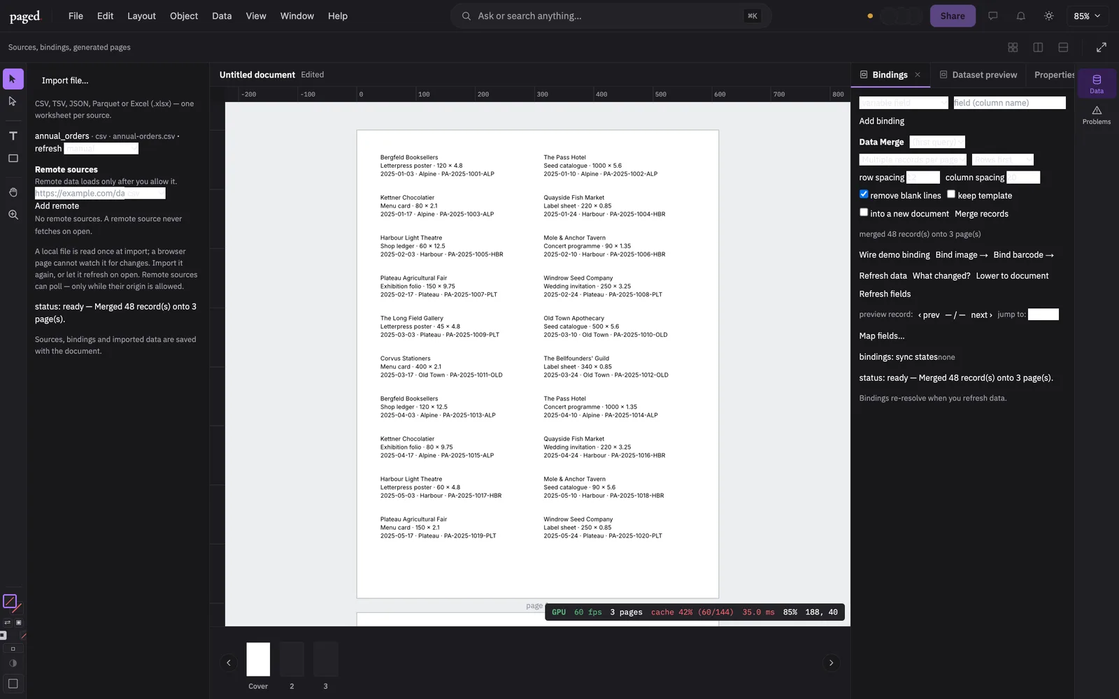 The paged editor booted as paged.data