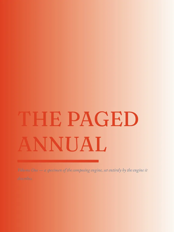 The Paged Annual, page 1, rendered by InDesign